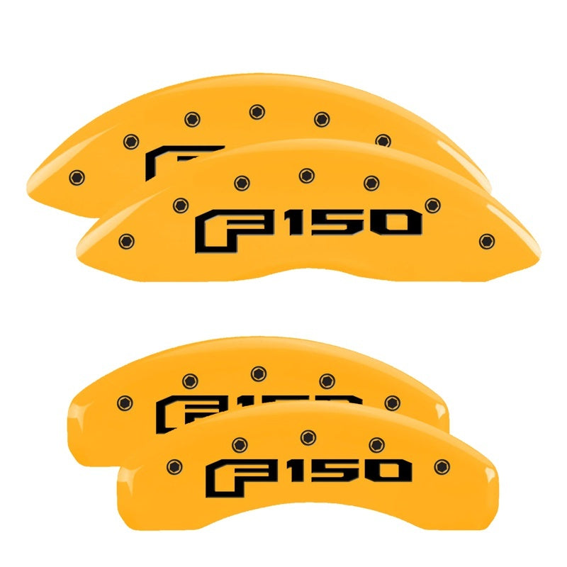 MGP Caliper Covers 4 Logo - MGP 4 Caliper Covers Engraved Front & Rear 2015 Ford F-150 Yellow Finish Black F-150 Logo