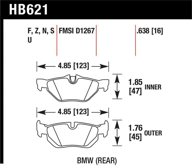 HAWK HT-10 Brake Pad Sets - Hawk 08-11 BMW 128i / 10 BMW 323i / 07-11 BMW 328i / 07-11 BMW 328XI HT-10 Race Rear Brake Pads