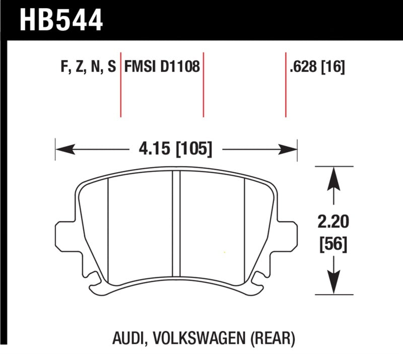 HAWK HPS Brake Pad Sets - Hawk Audi A3 / A4 / A6 Quattro HPS Rear Brake Pads