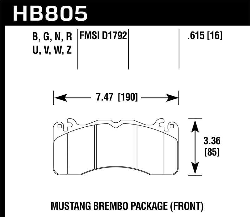 HAWK DTC-30 Brake Pad Sets - Hawk 15-17 Ford Mustang Brembo Package DTC-30 Front Brake Pads