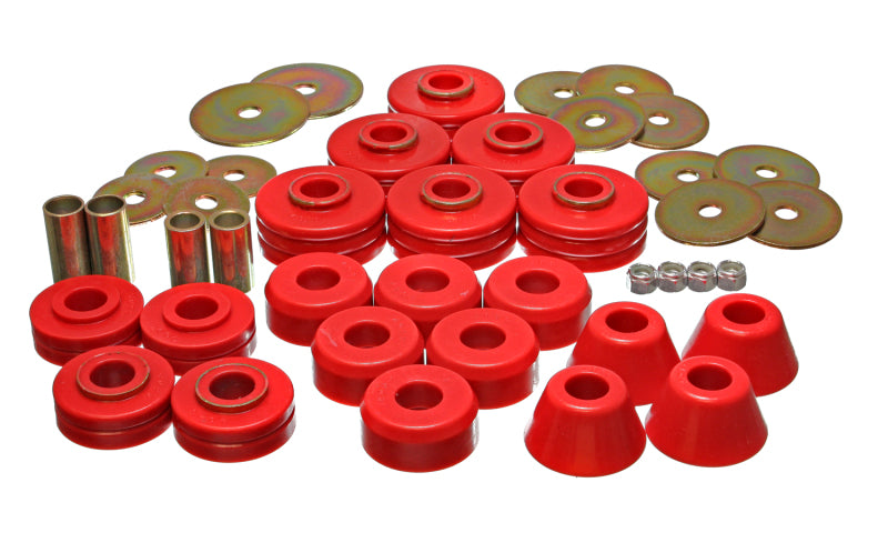 ES Body Mounts - Red - Energy Suspension 78-80 GM Denali XL/Suburban & Yukon XL 4WD Red Body(cab) Mount Set