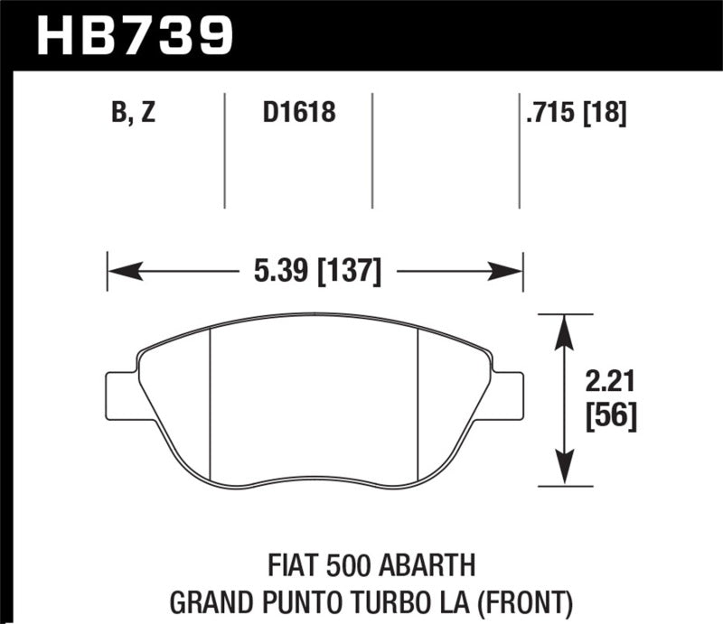 HAWK HPS 5.0 Brake Pad Sets - Hawk 2013 Fiat 500 Abarth Front HPS 5.0 Street Brake Pads