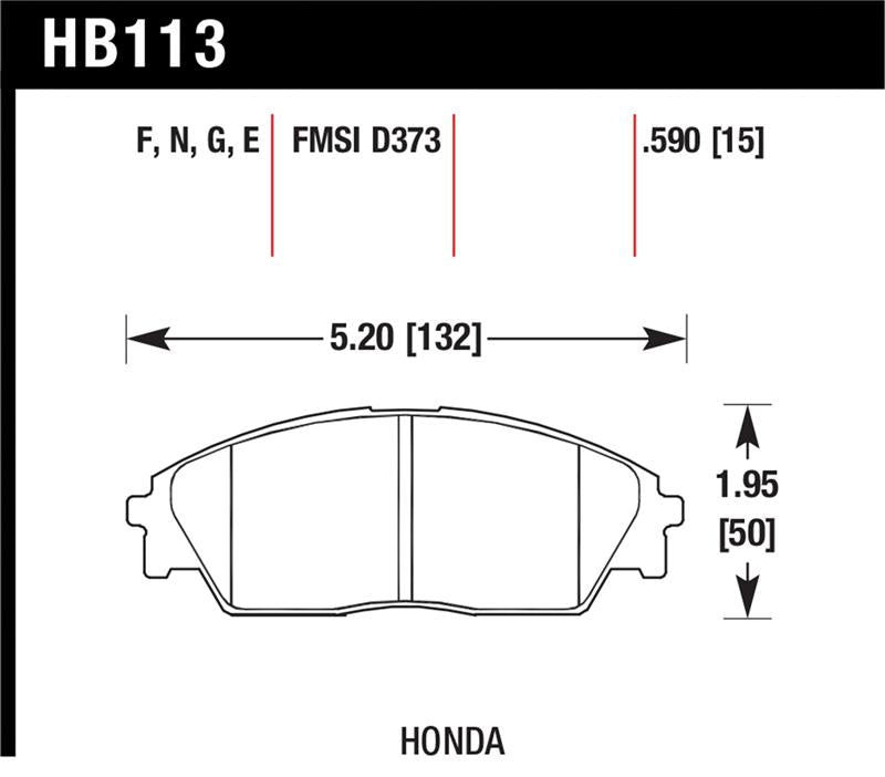 HAWK HPS Brake Pad Sets - Hawk Honda/ Acura 88-91 Civic Wagon/90-91CRX Si/ 88-90 Prelude S HPS Street Front Brake Pads