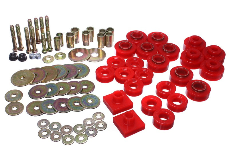 ES Body Mounts - Red - Energy Suspension 68-72 Oldsmobile Cutlass Red Body Mount Set