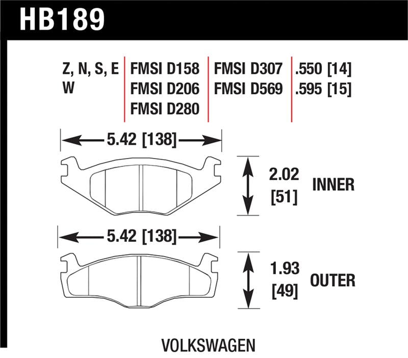 HAWK Blue 9012 Brake Pad Sets - Hawk Blue 9012 Brake Pads Volkswagen