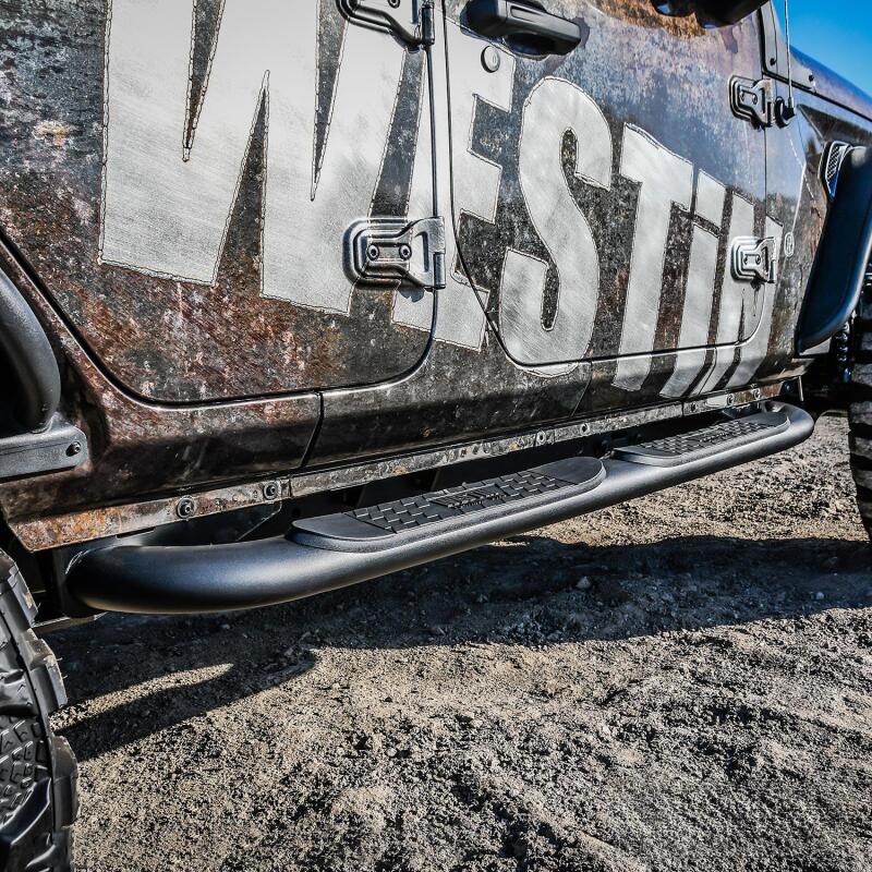WES Nerf Bars - Platinum 4 - Westin 18-22 Jeep Wrangler JLU 4dr Platinum 4 Oval Nerf Step Bars - Tex. Blk
