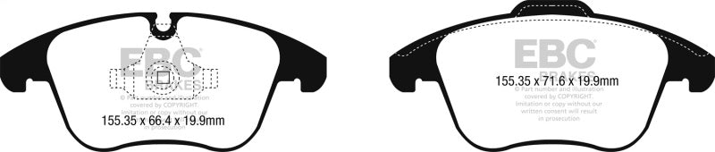 EBC Yellowstuff Brake Pad Sets - EBC 2016+ Jaguar XE 2.0L TD (180) Yellowstuff Front Brake Pads
