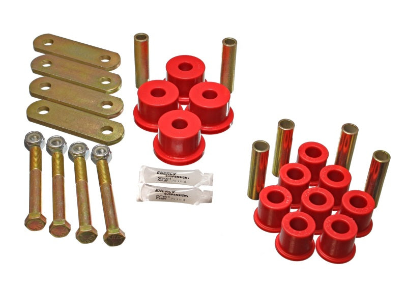 ES Spring/Shackle Bush - Red - Energy Suspension 64-73 Ford Mustang Red Heavy Duty Shackle Set
