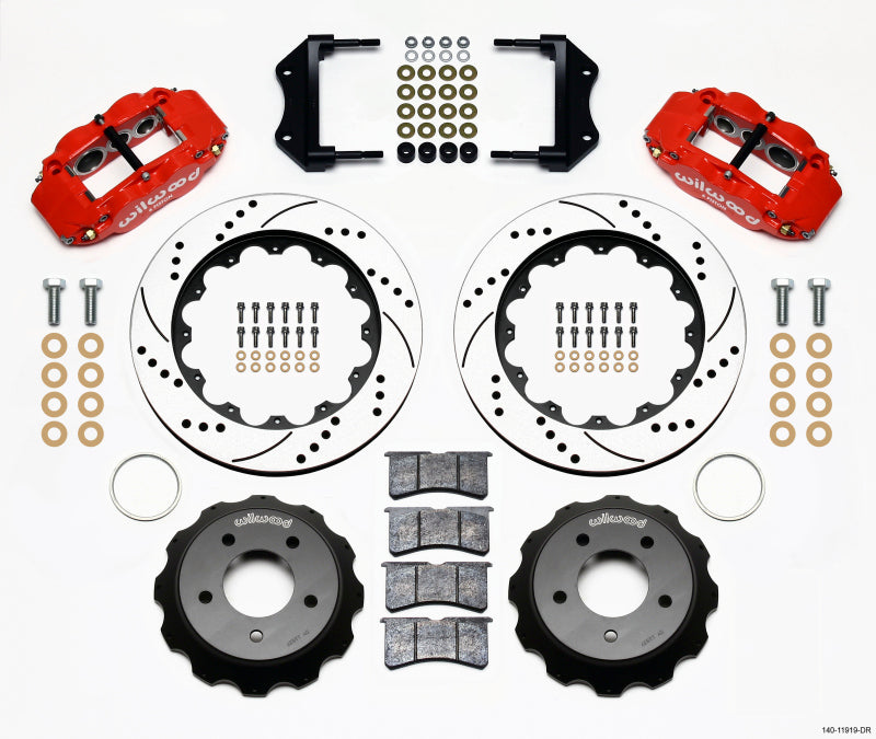 WIL Superlite Brake Kit - Wilwood Narrow Superlite 6R Front Hat Kit 14.00in Drilled Red 84-87 Corvette C4