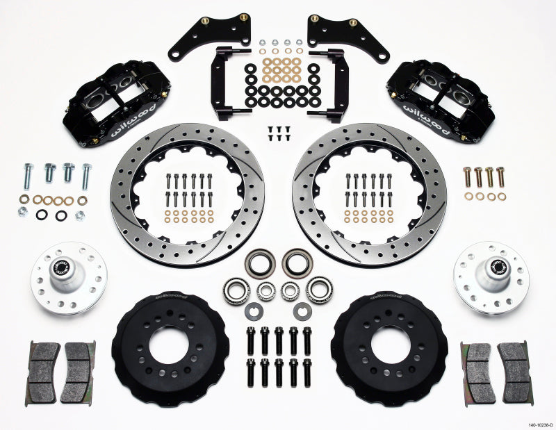 WIL Superlite Brake Kit - Wilwood Narrow Superlite 6R Front Hub Kit 12.88in Drilled Large GM 57-70 Drop Spindle