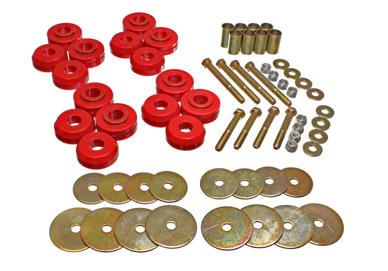ES Body Mounts - Red - Energy Suspension Bronco Body Mount W/Hardware - Red