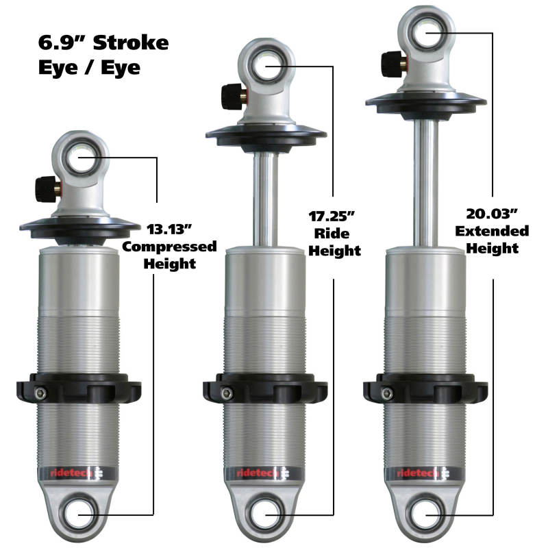 RID HQ Coilovers - Universal - Ridetech HQ Series CoilOver Shock 6.9in Travel 2.5in Coil Eye/Eye Mounting 13.125in/20.025in