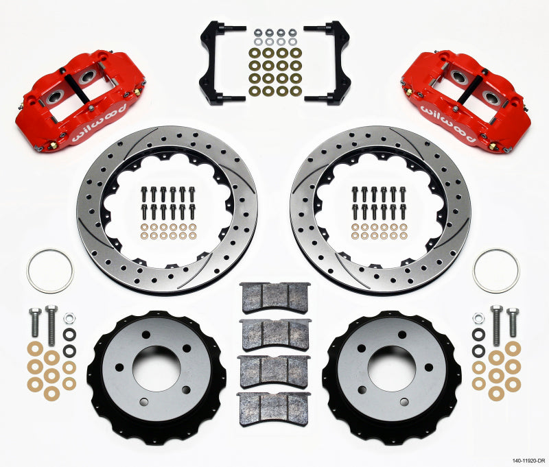 WIL Superlite Brake Kit - Wilwood Narrow Superlite 4R Rear Kit 12.88in Drilled Red 84-87 Corvette C4