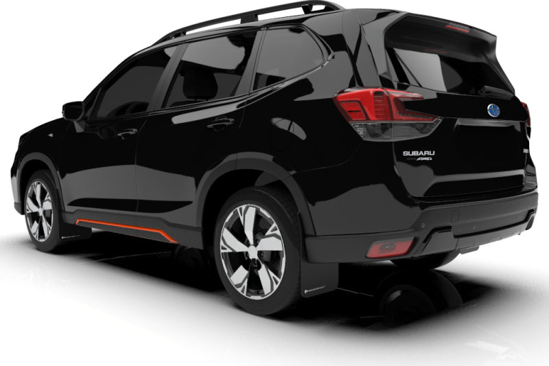 RAL Classic Blk Flap/Wht Logo - Rally Armor 19-21 Subaru Forester Black UR Mud Flap w/ White Logo
