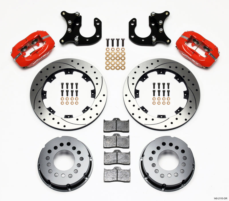 WIL Dynalite Brake Kit - Wilwood Forged Dynalite P/S Rear Kit Drilled Red Big Ford 2.36in Offset
