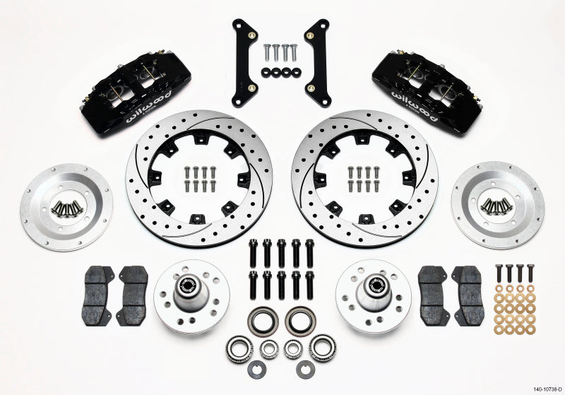 WIL Dynapro Brake Kit - Wilwood Dynapro 6 Front Hub Kit 12.19in Drilled 70-78 Camaro
