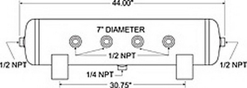 FIR Air Tanks - Firestone Air Tank 20 Gallon 12in. x 44in. (6) 1/2in. NPT Ports 150 PSI Max - Black (WR17609277)