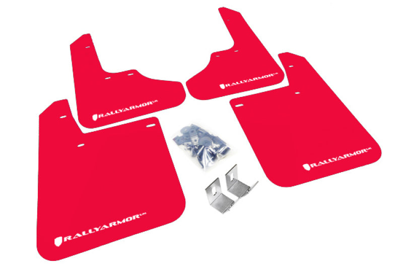 RAL UR Red Flap/Wht Logo - Rally Armor 93-01 Subaru Impreza RS Red UR Mud Flap w/ White Logo