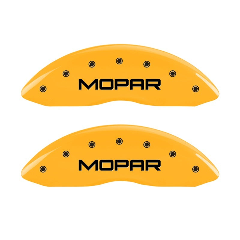 MGP Caliper Covers 2 Logo - MGP Front set 2 Caliper Covers Engraved Front MOPAR Yellow finish black ch