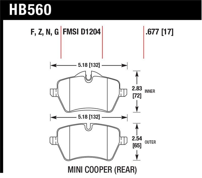 HAWK HP+ Brake Pad Sets - Hawk 05-06 JCW R53 Cooper S & 07+ R56 Cooper S HP+ Street Front Brake Pads