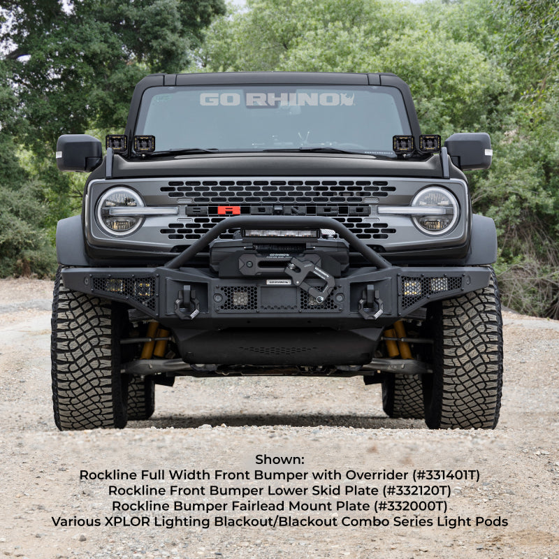 GOR Rockline Bumper - Go Rhino 21-24 Ford Bronco (Excl. Sport) Rockline Front Bumper Lower Skid Plate