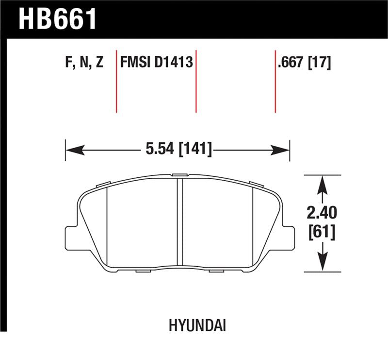 HAWK HPS Brake Pad Sets - Hawk 10 Hyundai Genesis Coupe (w/o Brembo Breaks) HPS Street Front Brake Pads