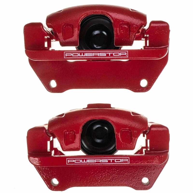 PSB Red Calipers - Power Stop 07-18 Jeep Wrangler JK Front Red Caliper Pair w/Bracket