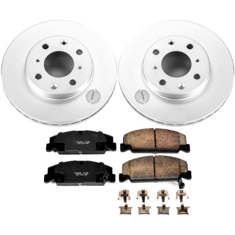 PSB Z17 Evolution Coated Kit - Power Stop 90-00 Honda Civic Front Z17 Evolution Geomet Coated Brake Kit