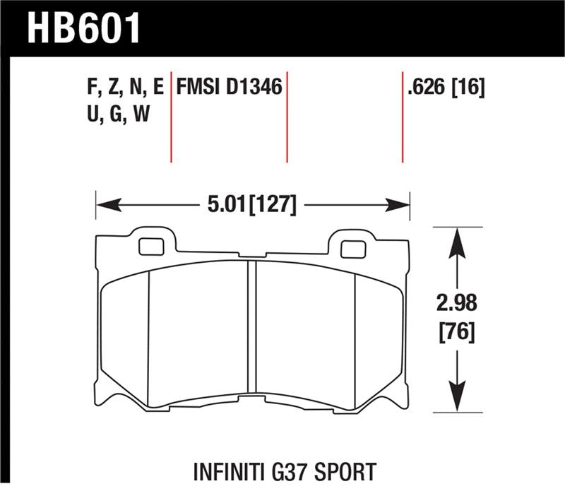 HAWK HPS Brake Pad Sets - Hawk 09-12 Infiniti G37 Sport HPS Street Front Brake Pads