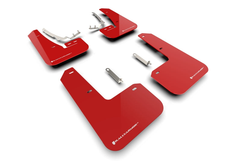 RAL UR Red Flap/Wht Logo - Rally Armor 22-25 VW MK8 Golf GTI/R Red UR Mud Flap w/White Logo