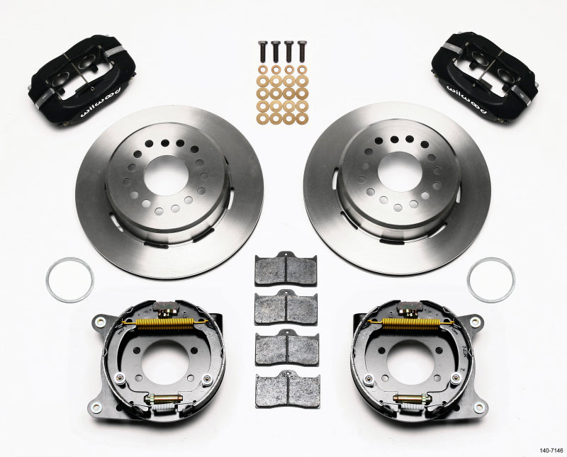 WIL Dynalite Brake Kit - Wilwood Forged Dynalite P/S Park Brake Kit Ford 8.8 w/2.5in Offset-5 Lug