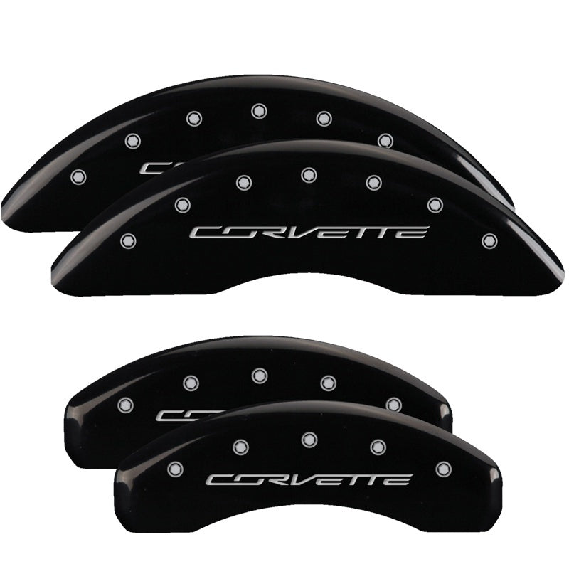 MGP Caliper Covers 4 Logo - MGP 4 Caliper Covers Engraved Front & Rear C7/Corvette Black finish silver ch