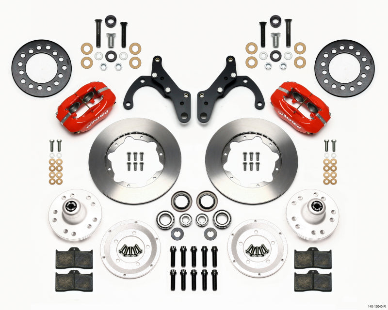 WIL Dynalite Brake Kit - Wilwood Forged Dynalite Front Kit 11.00in Red 69-70 Impala Drum/Disc 69-82 Vette