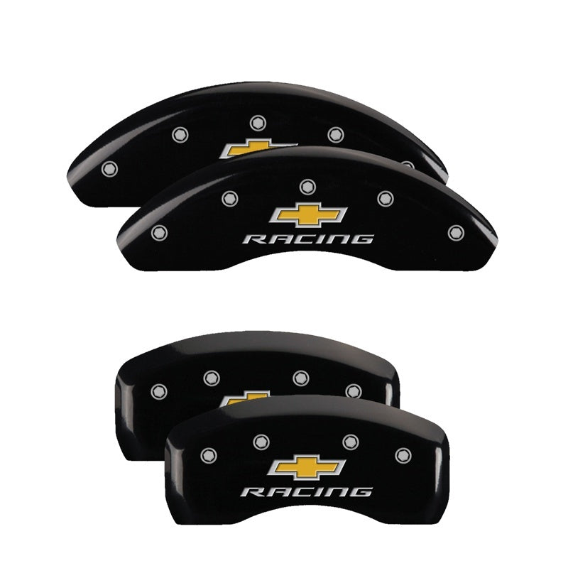 MGP Caliper Covers 4 Logo - MGP 4 Caliper Covers Engraved Front & Rear Chevy racing Black finish silver ch