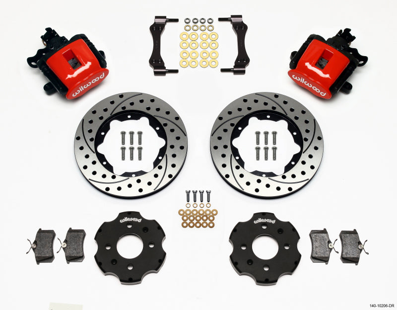 WIL Parking Brake Brake Kit - Wilwood Combination Parking Brake Rear Kit 11.00in Drilled Red Civic / Integra Disc 2.39 Hub Offset