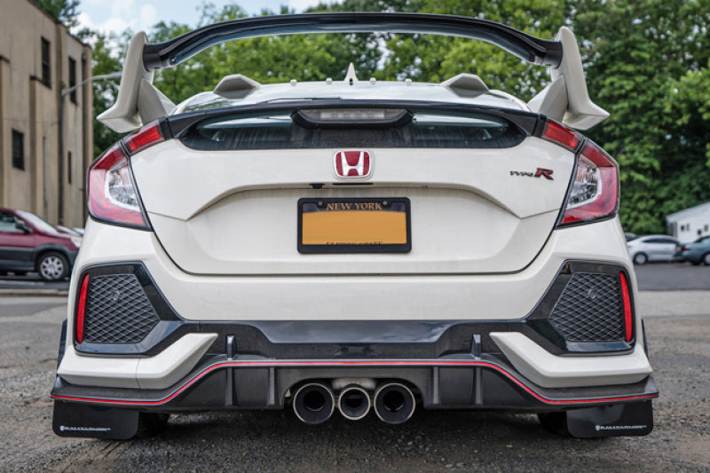 RAL UR Blk Flap/Dark Grey Logo - Rally Armor 17-22 Honda Civic Type R Black UR Mud Flap w/Dark Grey Logo