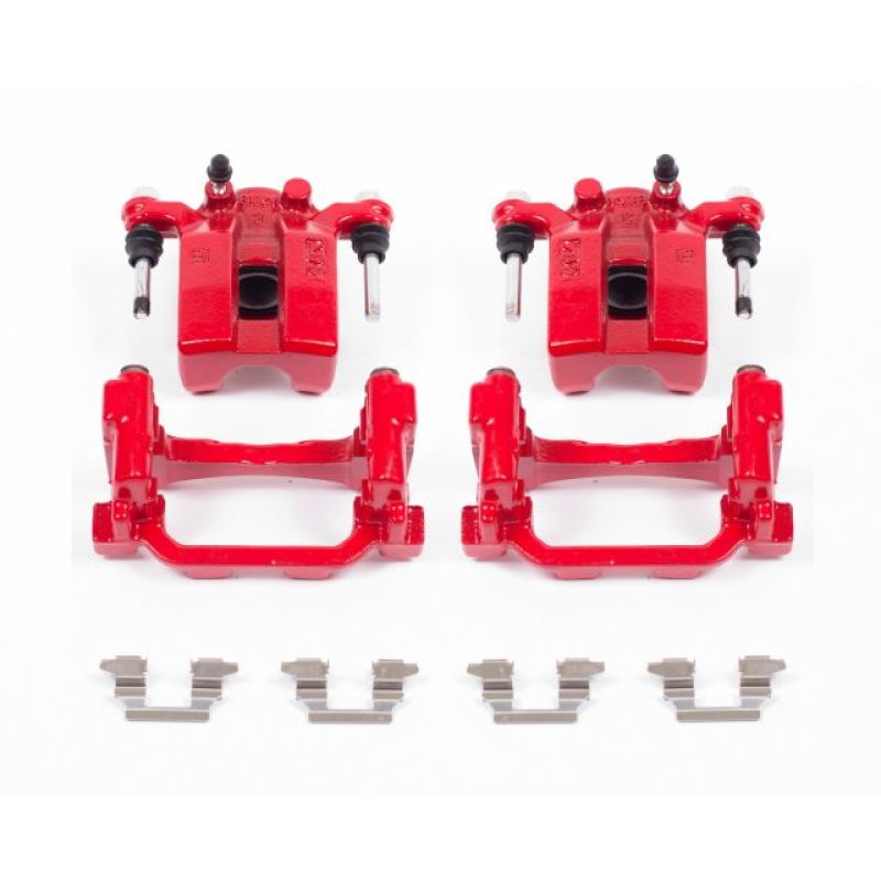 PSB Red Calipers - Power Stop 07-08 Infiniti G35 Rear Red Calipers w/Brackets - Pair