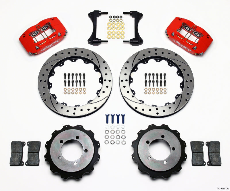 WIL Dynapro Brake Kit - Wilwood Dynapro Radial Rear Kit 13.00in Drilled Red Mitsubishi EVO VIII