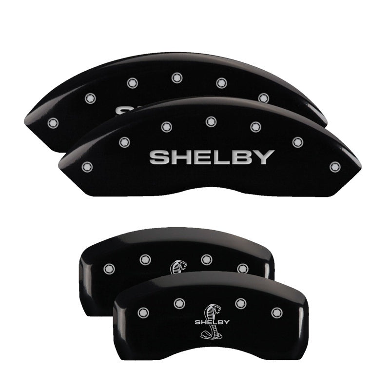 MGP Caliper Covers 4 Logo - MGP 4 Caliper Covers Engraved Front Shelby Engraved Rear Tiffany Snake Black finish silver ch