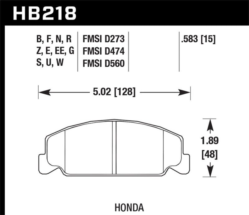 HAWK ER-1 Brake Pad Sets - Hawk 1985 Honda Accord 1.8L Base Organic Brakes Front ER-1 Brake Pads