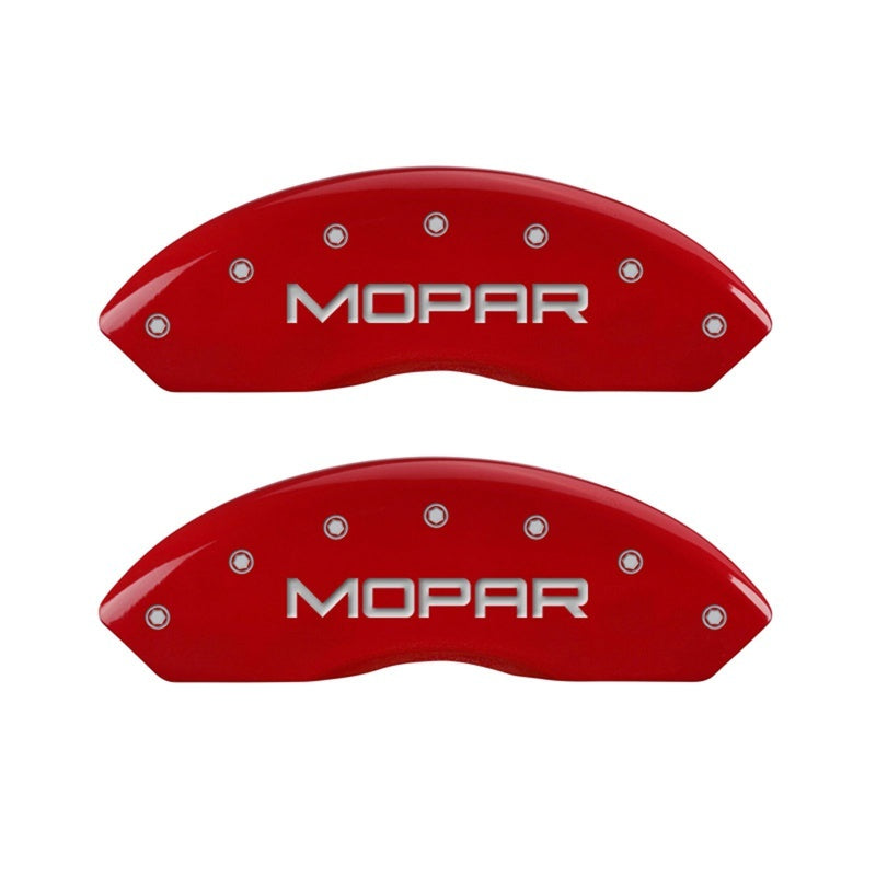 MGP Caliper Covers 2 Logo - MGP Front set 2 Caliper Covers Engraved Front MOPAR Red finish silver ch