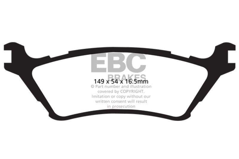 EBC Yellowstuff Brake Pad Sets - EBC 15+ Ford F150 2.7 Twin Turbo (2WD) Yellowstuff Rear Brake Pads