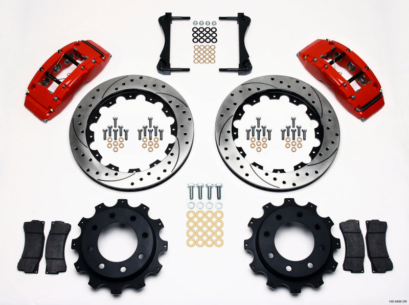 WIL TC6R Brake Kit - Wilwood TC6R Rear Kit 16.00in Drilled Red 1999-2010 GM Trk 2500 HD 4.84 Cntr