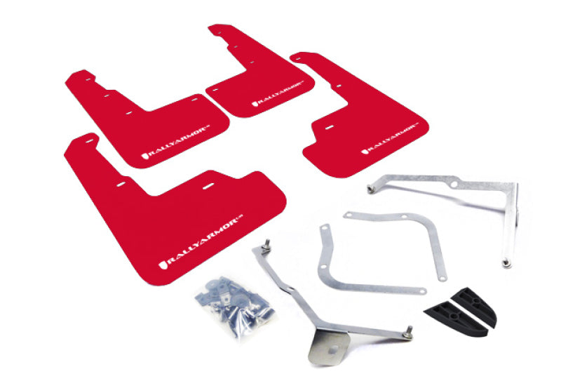 RAL UR Red Flap/Wht Logo - Rally Armor 15-21 Subaru WRX/STI Red UR Mud Flap w/White Logo
