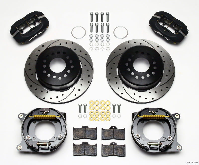 WIL Dynalite Brake Kit - Wilwood Forged Dynalite P/S Park Brake Kit Drilled Impala 59-64 / Corvette 57-62