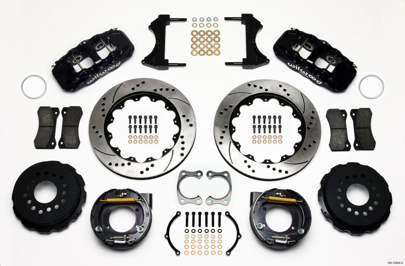 WIL Aero Brake Kit - Wilwood AERO4 Rear P-Brake Kit 14.00in Drilled Big Ford New Style 2.36in Offset