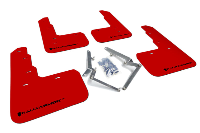 RAL UR Red Flap/Blk Logo - Rally Armor 17-22 Honda Civic Type R Red UR Mud Flap w/Black Logo
