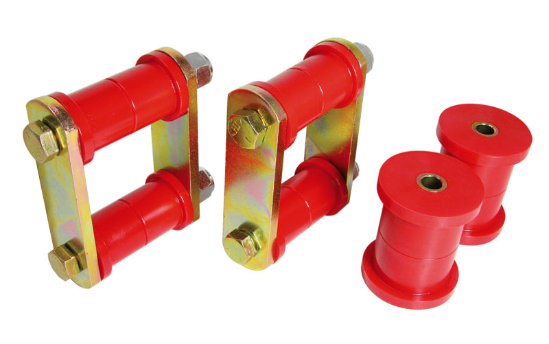 PRO Spring/Shackle Bush- Red - Prothane 64-73 Ford Mustang Rear Spring Bushings w/ HD Shackle Kit - Red