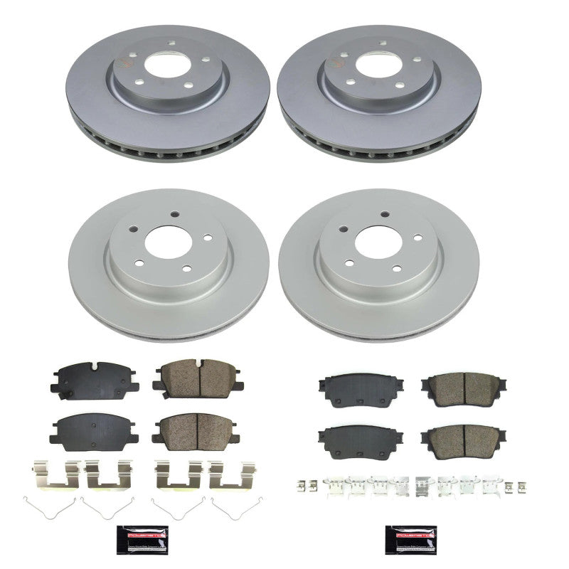 PSB Z17 Evolution Coated Kit - Power Stop 2021 Nissan Rogue Front & Rear Z17 Coated Brake Kit