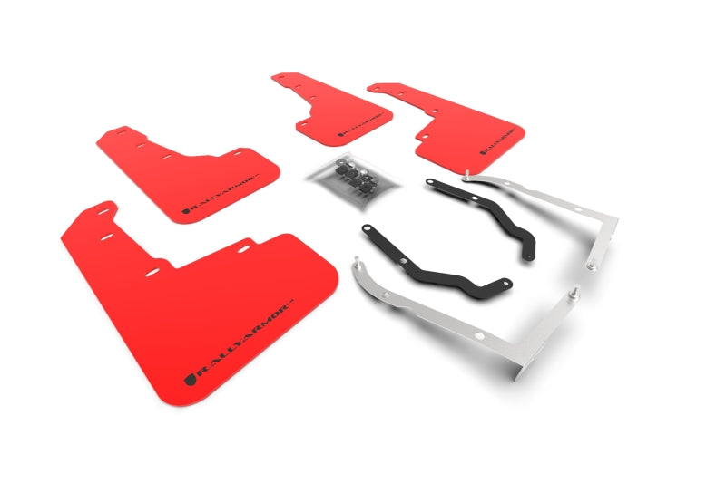RAL UR Red Flap/Blk Logo - Rally Armor 18-23 Subaru Crosstrek Red UR Mud Flap w/Black Logo